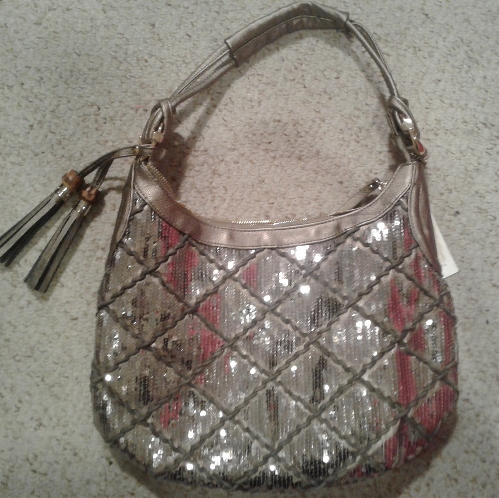 Fashionable Big Buddha sequin bogo handbag